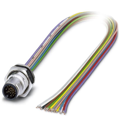 Phoenix Contact M12 Receptacle; SACC-DSI-MS-17CON-PG9/0;5 SCO; Male; 17-Pin; 17-Wire; A - Standard Key; Rear Mount; 0.5m Lead Wire